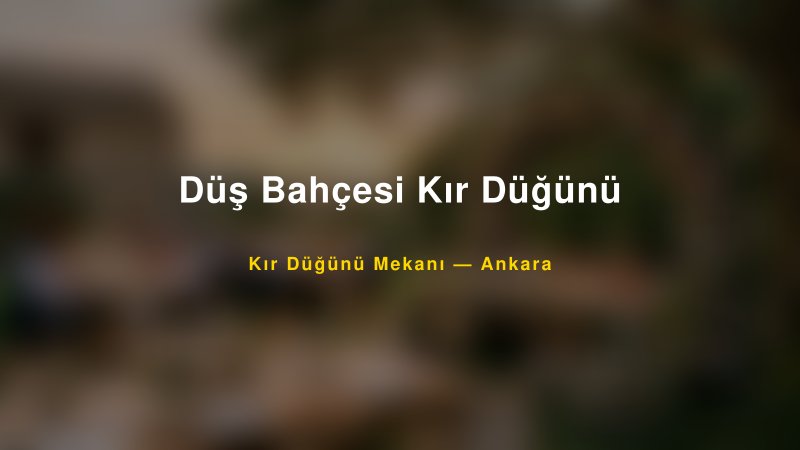 Düş Bahçesi Kır Düğünü — Ankara Kır Düğünü Mekanı Rehberi